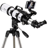 Professionele Diepe Ruimte, Telescoop voor Kinderen Volwassenen Astronomie Beginners, Refractor Telescoop voor Astronomie, Draagbare Reizen Telescoop met Stad, Multi-Layer Green Film, 80AZ