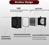 PTC Luchtverwarming, 220 V, 100 W, PTC-verwarming met netsnoer, constante temperatuur, elektrische keramische verwarming met ventilator voor luchtbevochtiger, 3D-printer PTCYIDU