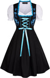 SCARLET DARKNESS Oktoberfest midi-dirndl, traditionele bierfestival, verkleedkleding voor dames