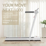 YM Elektrische loopband, inklapbaar, maxi looptapijt, 42 cm, Italiaans merk, versterkt frame, app Kinomap Zwift Bitgym, ruimtebesparend, 12 programma's, model Next 1000 Your Move