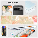 Spigen Glas.tR EZ Fit Screenprotector compatibel met Google Pixel 9, Pixel 9 Pro, 2 stuks, met sjabloon voor installatie, Case friendly, 9H Gehard Glas