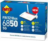 AVM FRITZ!Box 6850 5G International Mobiel Internet tot 1.300 Mbps, Wi-Fi AC+N tot 866 Mbps (5 GHz) & 400 Mbps (2.4 GHz), 4 x Gigabit LAN, DECT basis, USB 3.0