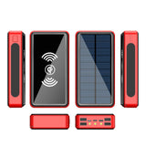 Qi Power Bank Solar Power Bank 10.000 mAh, draadloos snel opladen zonne-oplader met 5 uitgangen 4 ingangen, draagbare oplader externe accu voor iPhone, Samsung Galaxy, Android, camping