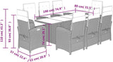 Homgoday Tuintafel en stoelen, 9-delige tuinset met beige kussens van polyrotan, tafel en stoelen voor buiten, tuinmeubelset d1