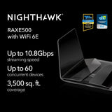 NETGEAR Nighthawk 12-stream WiFi 6E router (RAXE500) | AXE11000 Tri-Band draadloze snelheid (tot 10,8 Gbit/s) | nieuwe 6 GHz band | dekking tot 3.500 m² ft, 60 apparaten