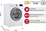 LG F1P1CN4WC Wasmachine, voorlader, maximale capaciteit 15 kg, 1100 rpm, serie P1, AI DD, TurboWash, Wi-Fi, Smart Diagnosis, Invertermotor Direct Drive, vrijstaand, wit