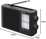 Sony ICF-506 draagbare robuuste analoge radio (retro design, vol geluid, AC-voeding of batterijvoeding, draaggreep) zwart