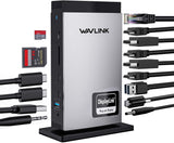 WAVLINK USB C Docking Station met 3 HDMI, 15-in-1 laptop dock triple monitor 4K60Hz, drievoudige weergave voor M1 M2 M3 Mac en Windows, 5 USB-poorten, 2DP, 1 Gbps Ethernet-poort, audio/microfoon,