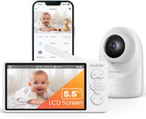 Codnida 5,5 inch babyfoon met camera, 3MP HD video, babyfoon, camera, wifi-babyfoon met bewegingsmelder en app, 2-weg audio, VOX-modus, PTZ, nachtzicht, temperatuur- en luchtvochtigheidsalarm,