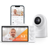 Codnida 5,5 inch babyfoon met camera, 3MP HD video, babyfoon, camera, wifi-babyfoon met bewegingsmelder en app, 2-weg audio, VOX-modus, PTZ, nachtzicht, temperatuur- en luchtvochtigheidsalarm,