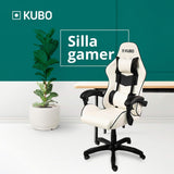 KUBO Ergonomische gamingstoel, wit en zwart, eenheidsmaat