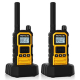 Retevis RB648P Walkie-Talkie Lange Afstand, IP67 Waterdichte Tweewegradio, Eenvoudig Koppelen, 2000 mAh, Handheld Portofoon Oplaadbaar voor Bouwplaatsen (Geel, 2 Stuks)