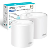 TP-Link Deco X50 AX3000 AI-aangedreven mesh Wi-Fi 6-systeem, dual-band met gigabit-poorten, dekking tot 4.500 ft2, sluit maximaal 150 apparaten, 1 GHz Dual-Core CPU, HomeShield-beveiliging, Pack van 2