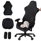 Gamingstoelhoes, 4 stuks, bureaustoel met armleuningen/stoelrug, stoelbekleding, bureaustoel, voor computerstoelen, Dx racing, pc-stoelbekleding, geen stoel, zwart OxiMet