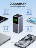 UGREEN Nexode Power Bank 20000mAh 130W met 3 poorten, externe accu met digitaal display, USB C PD 3.0, compatibel met iPhone 15/14 Pro Max, Galaxy S24 Ultra, Macbook Pro, Dell, meer