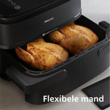 Philips Airfryer 1000 Serie met twee manden: capaciteit van 7,1 liter, RapidAir-technologie, 10 manieren om te koken, 90% minder vet, compact ontwerp, HomeID-receptenapp (NA154/00)