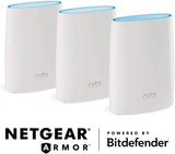 NETGEAR Orbi Whole Home Mesh WiFi-systeem met geavanceerde Cyber Threat Protection (RBK53S) | Router met 2 Satelliet Extenders | Dekking tot 25+ Apparaten | MESH AC3000 (tot 3Gbps)