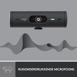 Logitech Brio 500 Full HD Webcam with Auto Light Correction, Show Mode, Dual Noise Cancelling Microphones, Privacy Cover, Works with Microsoft Teams, Google Meet, Zoom, USB-C Cable - Graphite
