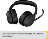 Jabra Evolve2 55 draadloze stereo headset met oplaadstandaard, Jabra Air Comfort technologie, noise cancelling microfoons en ANC - werkt met UC-platforms zoals Zoom en Google Meet - zwart