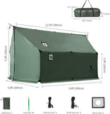 OneTigris TEGIMEN Grote warme tent voor de winter, camping, survival, hangmat, tent, waterdicht, 3000 mm, zeil voor wandelen (rangergroen)