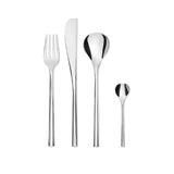 Alessi TI04S24 MU bestekset 24-delig bestaande uit 6 tafellepel-mes-vork en 6 koffielepels, roestvrij staal, zilver, 4,5 x 54,5 x 5,5 cm