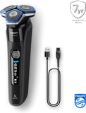 Philips Shaver Series 7000 - Elektrisch Nat & Droog-scheerapparaat met SkinIQ technologie, uitklapbare trimmer, oplaadstandaard, reisetui en een Quick Cleanpod met 1 cartridge (model S7886/55)