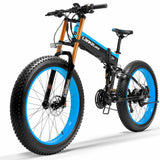 LANKELEISI T750plus Elektrische mountainbike, inklapbaar, 66 cm, voor volwassenen, elektrische fiets met 27 versnellingen met afneembare accu