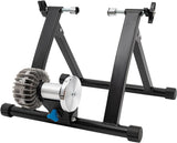 Fietstrainer, inklapbare fietstrainer, fietsweerstandstrainer voor indoor-workouts, instelbare fietstrainer, lage geluidsontwikkeling, hoogwaardig staal (zwart)