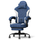 PZDO Gaming Stoel Ergonomische Computerstoel met Voetensteunen, Stof PC-Stoel met Hoofdsteun en Lendenkussen, Hoogte Verstelbare Bureaustoel, Volwassen, Kind, Geschenk, 150kg (Blauw)