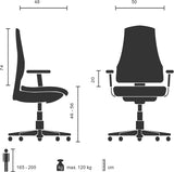 hjh OFFICE 600920 bureaustoel managersstoel VILLA 20 Nappaleder zwart, rechte zitpositie met S-vormige rugleuning, design klassieker, bureaustoel ergonomisch, bureaustoel draaistoel, XXL managersstoel