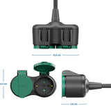 deleyCON 50m Outdoor Verlengkabel Stroomkabel IP44 - Weerbestendige Rubberen Stroomkabel voor Buiten - Veiligheidsstekker Type F (CEE 7/4) naar 2X Contactdoos (CEE 7/3) - Zwart