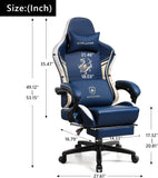 GTPLAYER Dragon Series Gamingstoel, gamingstoel met bluetooth-luidsprekers en voetensteun, ergonomische gamingstoel, draaistoel, computerstoel, blauw