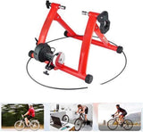 Fietstrainer Racefietstrainer Machine met ruisonderdrukkingswiel 7 niveaus Weerstand Draagbaar Magnetisch Oefenfietsen Berg Stationair Fietsenrek,Red