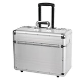 ALUMAXX 45122 Pilotenkoffer Omega, aluminium koffer met wielen, trolleykoffer, vak voor 17 inch notebooks, rolkoffer met telescoopgreep, zilver, 48 x 38,5 x 23 cm, zilver, 48 mm, pilotenkoffer