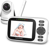 HelloBaby Video-babyfoon met camera en audio, alleen beweging, 355 graden rotatie, babycamera, zonder wifi, nachtzicht, IPS-display, HD-audio, bidirectionele audio, VOX-modus, 8 talen en nanas