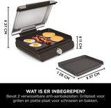 Ninja Sizzle Elektrische Indoor Grill & Platte Grillplaat met Anti-aanbak Grillplaat & Platte Bovenplaat, Afneembaar Deksel Vaatwasmachinebestendig, Vetopvang, Temperatuurknop & Receptengids, GR101EU