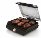 Ninja Sizzle Elektrische Indoor Grill & Platte Grillplaat met Anti-aanbak Grillplaat & Platte Bovenplaat, Afneembaar Deksel Vaatwasmachinebestendig, Vetopvang, Temperatuurknop & Receptengids, GR101EU