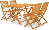 Opvouwbare tuintafel en stoelen, 5-delig massief acaciahout voor buitentuin, camping, terras, eetset hopeful