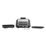 Ninja Foodi MAX PRO Grill, Vlakke Plaat & Airfryer met Digitale Meter, 3,8L, 7 Kookfuncties in 1, Grillen, Airfryen, Bakken, Braden en Meer, Vaatwasmachinebestendige Onderdelen, Zilver/Zwart AG651EU