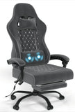 Devoko Massage Gamingstoel, racing gamerstoel van zachte high-tech stof met massage-lendensteun, voetsteunen, 150 kg belastbaarheid, ergonomische bureaustoel