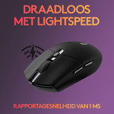 Logitech G305 Lightspeed Draadloze Gaming Muis, HERO sensor, 12.000DPI, lichtgewicht, 6 Programmeerbare Knoppen, batterijduur 250 uur, on-board geheugen, PC/Mac - Zwart