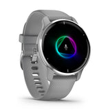 GARMIN Venu 2 Plus, Health Smartwatch, GPS, 1,3-inch AMOLED-Scherm, Fitness en Gezondheidsfuncties, 25 Sport-Apps, Muziekopslag, Garmin Pay, Ongevallendetectie, Powder Grey, Roestvrij Staal