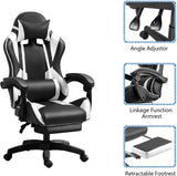 IZTOSS Ergonomische gamingstoel met verstelbare rugleuning, met hoofdsteun, armleuningen en lendensteun, C-zwart + wit