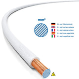 deleyCON 100m Luidsprekerkabel 2x 2,5mm² Boxkabel CCA Kopergecoat Aluminium 2x50x0,25mm Draad Polariteitsmarkering - Wit