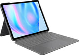 Logitech Combo Touch iPad Air 13" (M2) (2024) Keyboard Case - Afneembaar verlicht toetsenbord met standaard, comfortabel typen, meerdere gebruiksmodi, QWERTY UK English Layout - Grijs