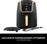 Ninja Airfryer MAX, 5,2L, 5-in-1, Anti-aanbaklaag, Olievrij, Airfryen, Braden, Bakken, Opwarmen, Drogen, Gezinsformaat, Digitaal, Vaatwasmachinebestendige Mand, Koper/Zwart Amazon Exclusief AF150EUCP