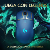 Logitech G PRO Draadloze Gaming Muis - LIGHTSPEED, HERO 25K Sensor, 25.600 DPI, RGB, 4-8 Aanpasbare Knoppen,Tweehandig, Officiële League of Legends Editie - Blauw