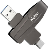 Netac US8 256 GB externe SSD USB Memory Stick tot 550 MB/s Dual Interface Type-C + USB A USB 3.2 Gen2 Solid State Drive voor Smartphone Computer Notebook