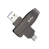 Netac US8 256 GB externe SSD USB Memory Stick tot 550 MB/s Dual Interface Type-C + USB A USB 3.2 Gen2 Solid State Drive voor Smartphone Computer Notebook