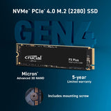 Crucial P3 Plus 1TB PCIe Gen4 NVMe M.2 Interne SSD, Tot 5.000 MB/s, Compatibel met Laptop en Desktop, Solid State Drive - CT1000P3PSSD801